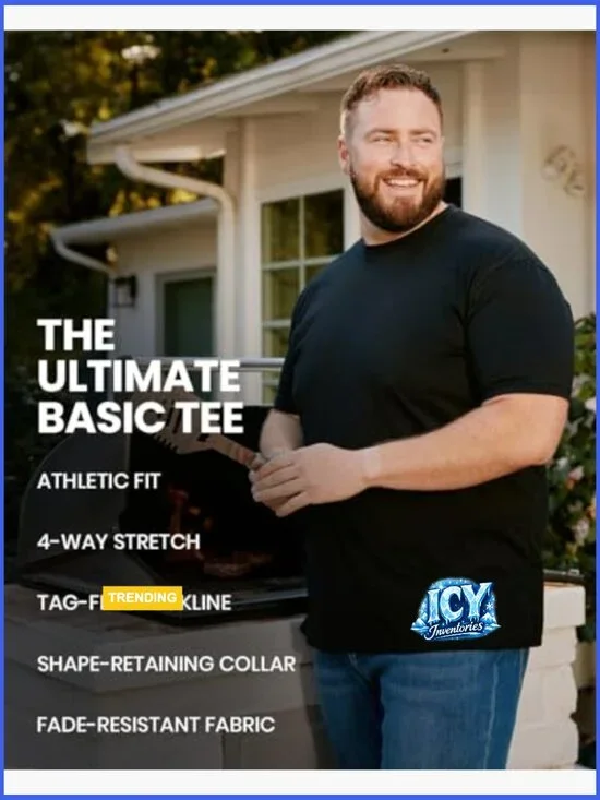 Soft Cotton Blend Athletic Fit Crew Neck T-Shirt for Men - Picture 5 of 7